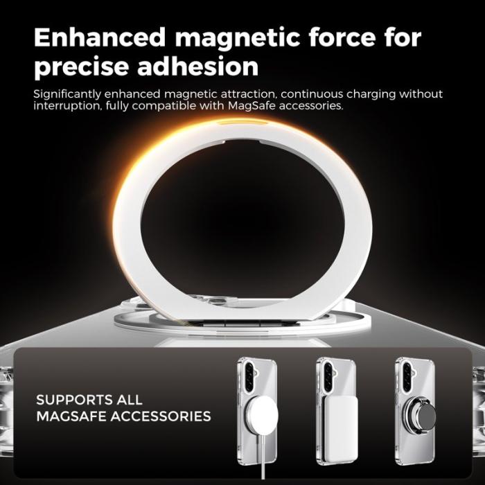 ABEEL - ABEEL Q-LUCK Samsung Galaxy A17 5G Skal Silver Rotating Kickstand