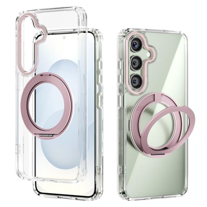 ABEEL - ABEEL Q-LUCK Samsung Galaxy S25 Skal Shockproof Kickstand Rosa