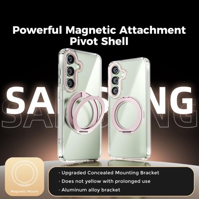 ABEEL - ABEEL Q-LUCK Samsung Galaxy S25 Skal Shockproof Kickstand Rosa