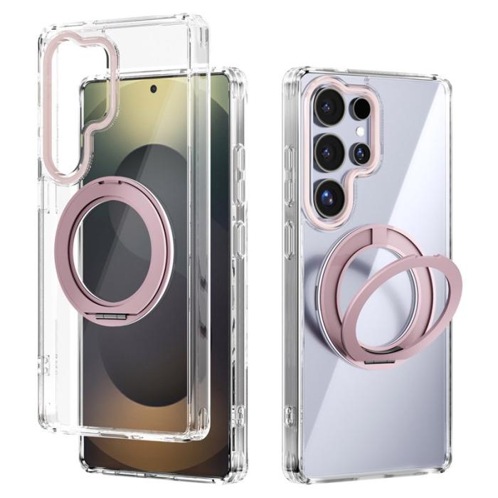 ABEEL - ABEEL Q-LUCK Samsung Galaxy S25 Ultra Skal Magnetisk Kickstand Rosa