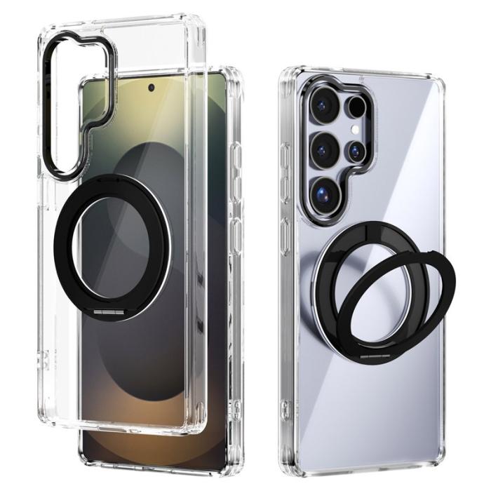 ABEEL - ABEEL Q-LUCK Samsung Galaxy S25 Ultra Skal Magnetisk Ställ Svart
