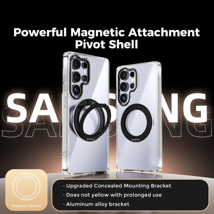 ABEEL - ABEEL Q-LUCK Samsung Galaxy S25 Ultra Skal Magnetisk Ställ Svart