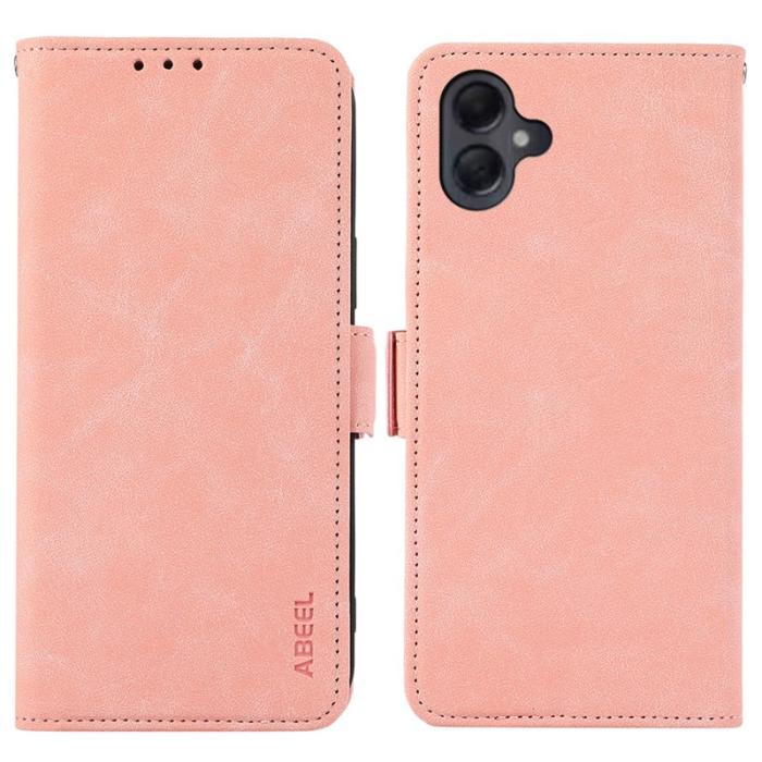ABEEL - ABEEL Samsung Galaxy A06 4G Fodral PU Läder Ställ Pink