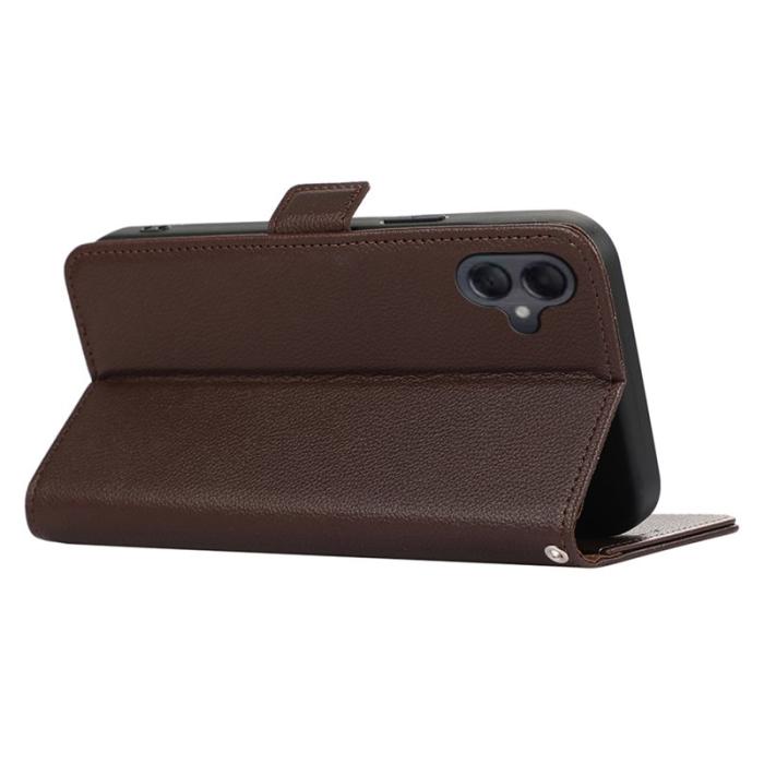 ABEEL - ABEEL Samsung Galaxy A06 4G Skal Litchi Textur Läder Brun