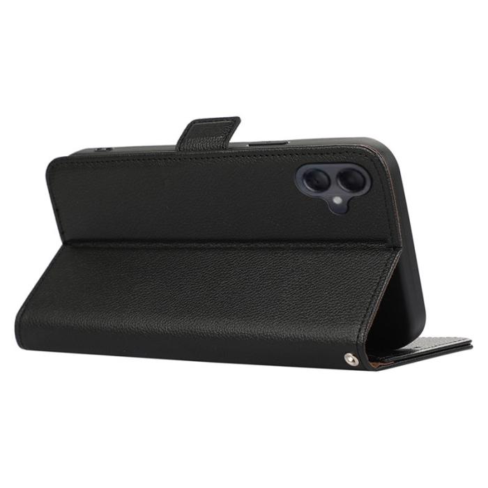 ABEEL - ABEEL Samsung Galaxy A06 4G Skal Litchi Textur Läder Svart