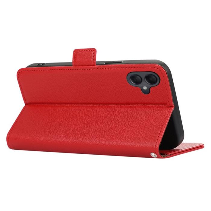 ABEEL - ABEEL Samsung Galaxy A06 4G Skal Litchi Textur Röd