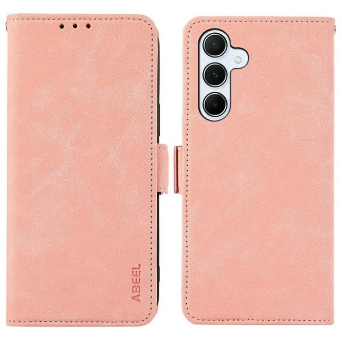 ABEEL - ABEEL Samsung Galaxy A17 5G Fodral PU Läder Folio Ställ - Rosa