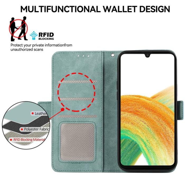 ABEEL - ABEEL Samsung Galaxy A33 5G Skal PU Läder RFID Blockering Baby Blue