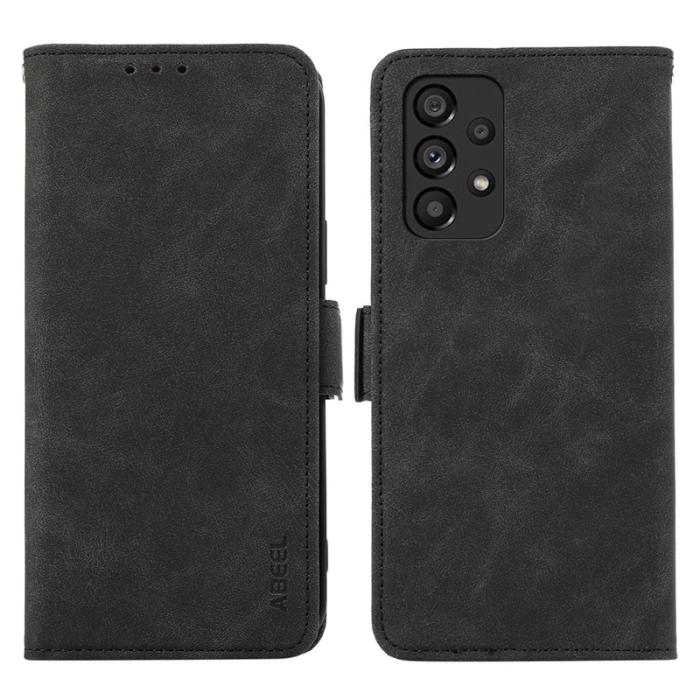 ABEEL - ABEEL Samsung Galaxy A33 5G Skal PU Läder RFID Blockering Svart