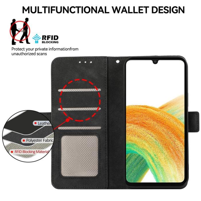 ABEEL - ABEEL Samsung Galaxy A33 5G Skal PU Läder RFID Blockering Svart