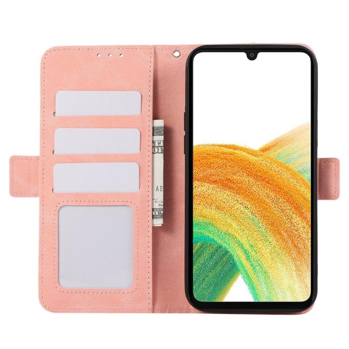 ABEEL - ABEEL Samsung Galaxy A33 5G Skal PU Läder RFID Skydd Rosa
