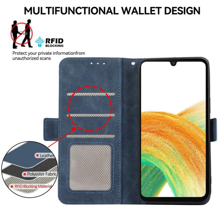 ABEEL - ABEEL Samsung Galaxy A34 5G Fodral PU Läder RFID Blå