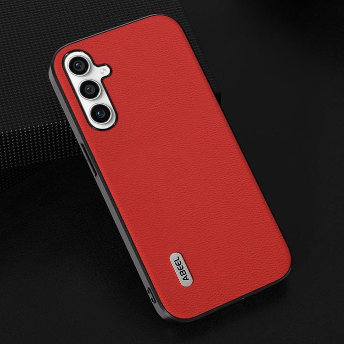 ABEEL - ABEEL Samsung Galaxy A34 5G Skal Litchi Textur Röd