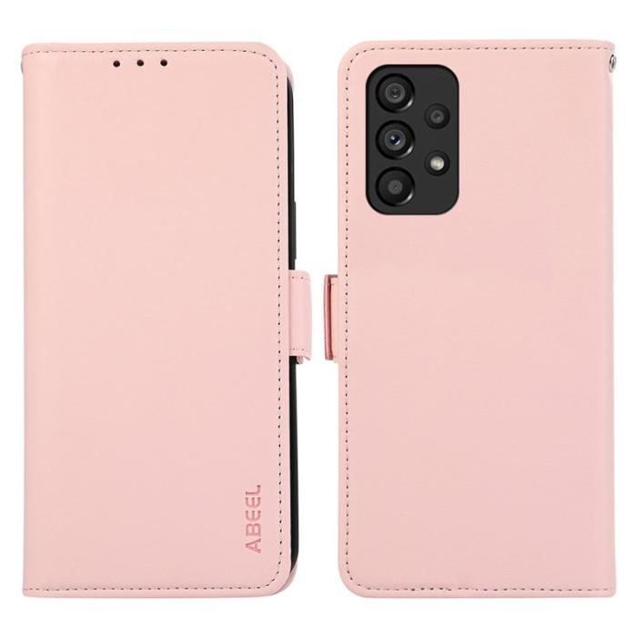 ABEEL - ABEEL Samsung Galaxy A53 5G Skal RFID Blocker PU Läder Rosa