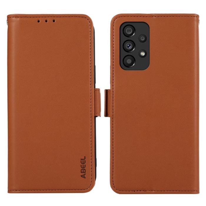 ABEEL - ABEEL Samsung Galaxy A53 5G Skal RFID Blocking PU Läder Brun