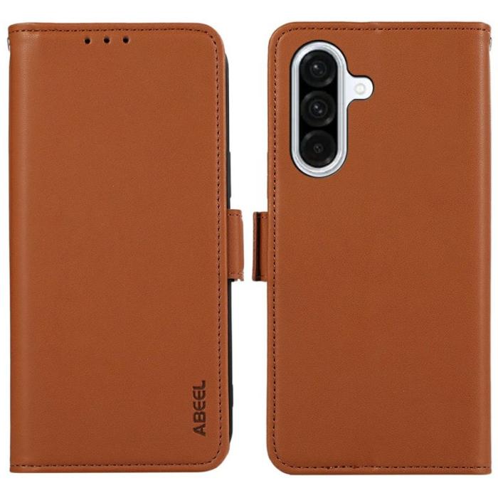 ABEEL - ABEEL Samsung Galaxy A56 5G Skal Läderfodral RFID Skydd Brun