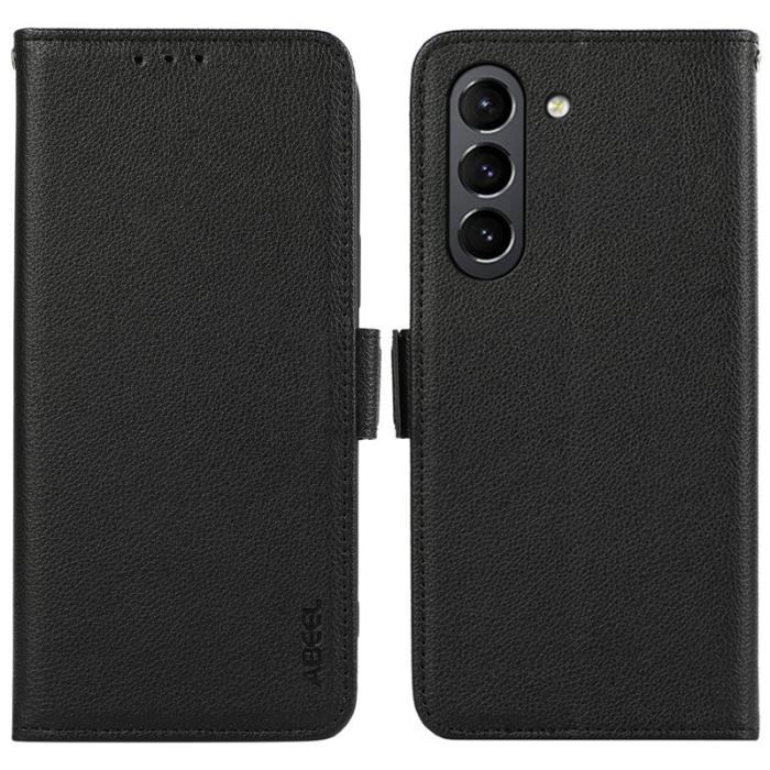 ABEEL - ABEEL Samsung Galaxy S21 FE 5G Skal PU Läder RFID Svart