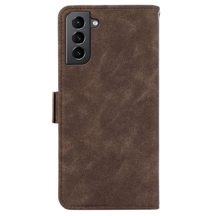 ABEEL - ABEEL Samsung Galaxy S21 Fodral Läder Wallet RFID Blocker - Brun