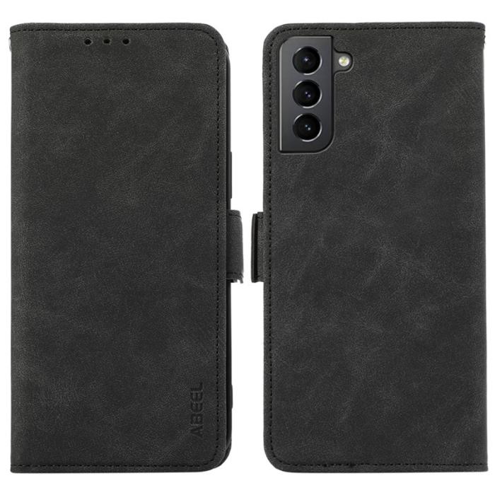 ABEEL - ABEEL Samsung Galaxy S21+ Plånboksfodral Konstläder Magnetisk Svart