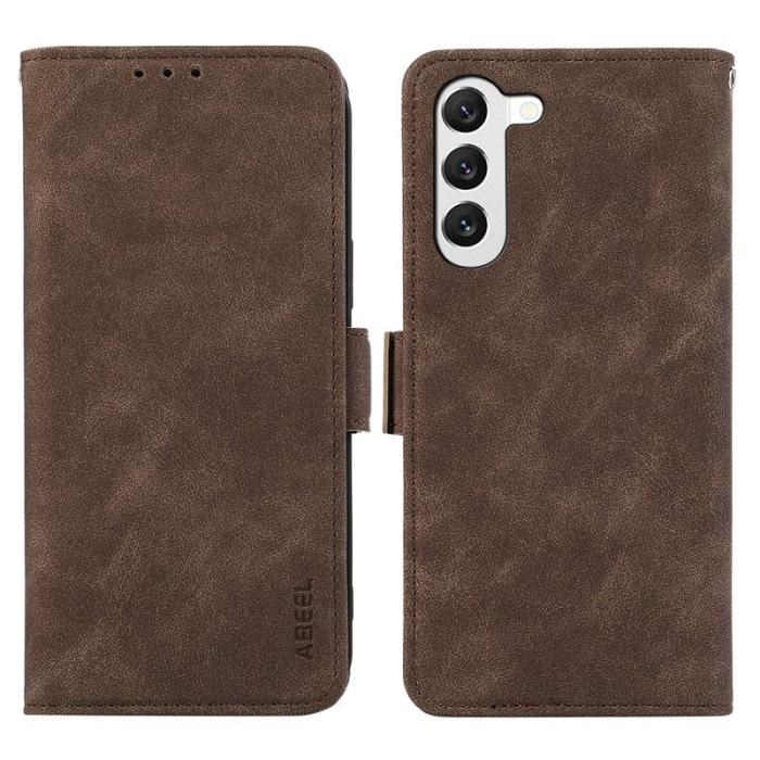 ABEEL - ABEEL Samsung Galaxy S22+ 5G Fodral Wallet Case PU Läder Brun