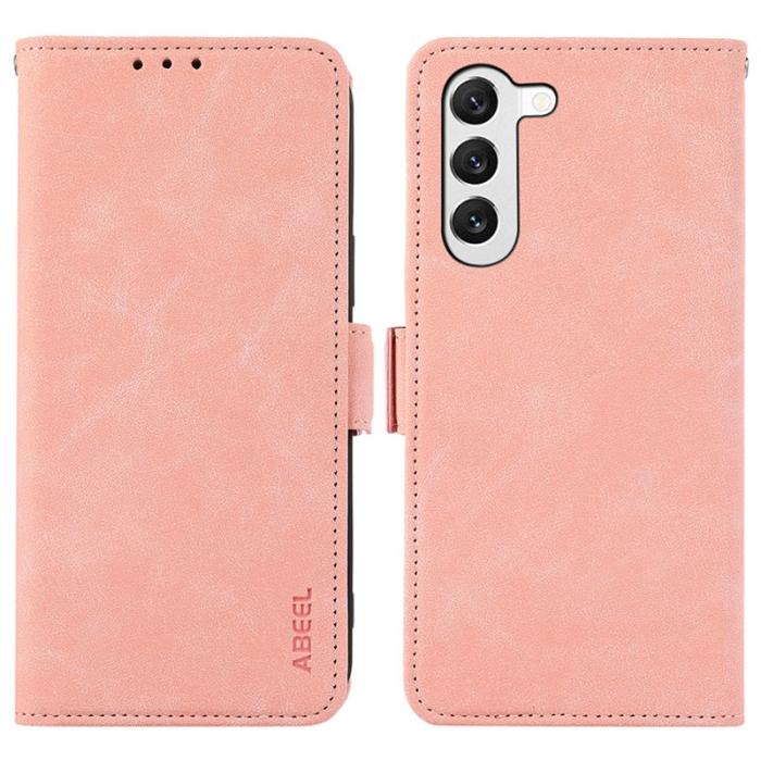 ABEEL - ABEEL Samsung Galaxy S22 5G Skal RFID Kortfack Läder - Rosa