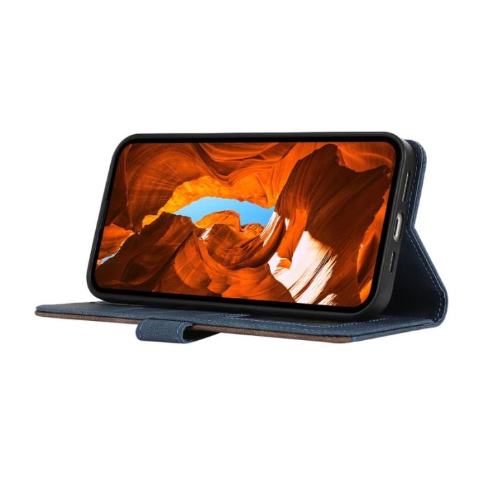 ABEEL - ABEEL Samsung Galaxy S22 5G Wallet Case RFID Skydd Läder Blå