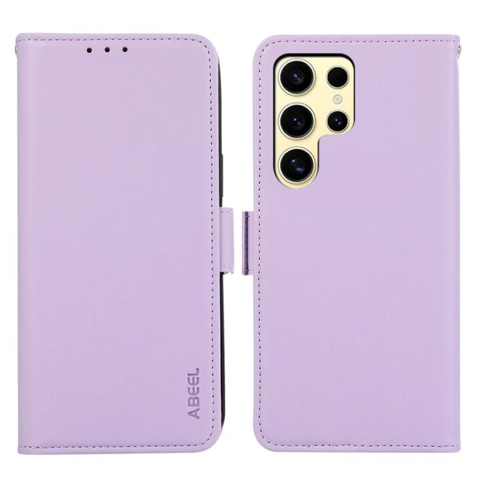 ABEEL - ABEEL Samsung Galaxy S22 Ultra 5G Fodral Läder RFID Skydd Lila