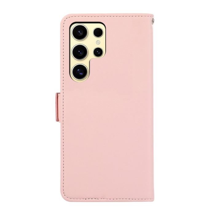 ABEEL - ABEEL Samsung Galaxy S22 Ultra 5G Fodral Läder RFID Skydd Rosa