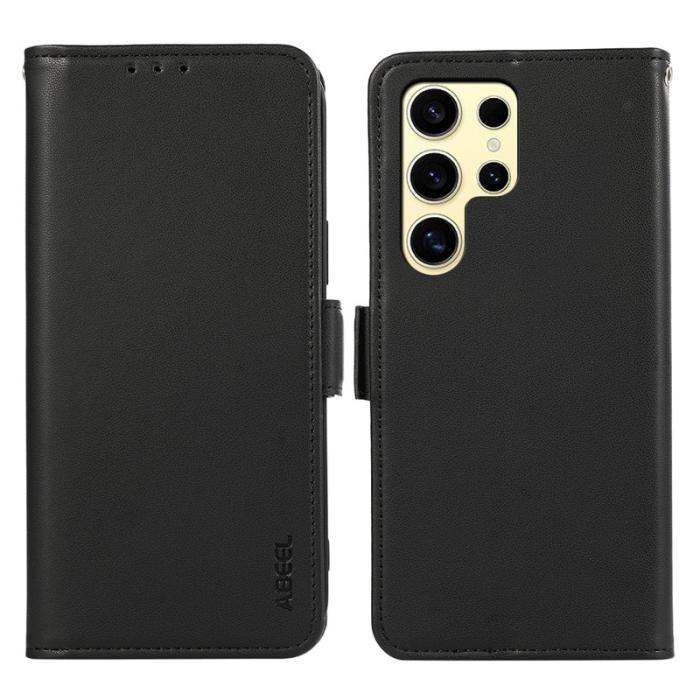 ABEEL - ABEEL Samsung Galaxy S22 Ultra 5G Skal Plånbok Läder Svart