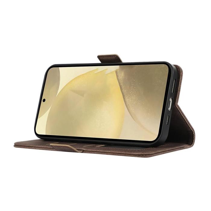 ABEEL - ABEEL Samsung Galaxy S22 Ultra 5G Skal PU Läder RFID Brown