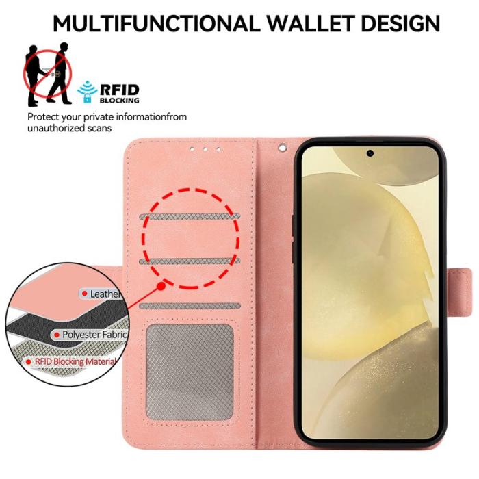 ABEEL - ABEEL Samsung Galaxy S22 Ultra Fodral PU Läder Skydd Pink