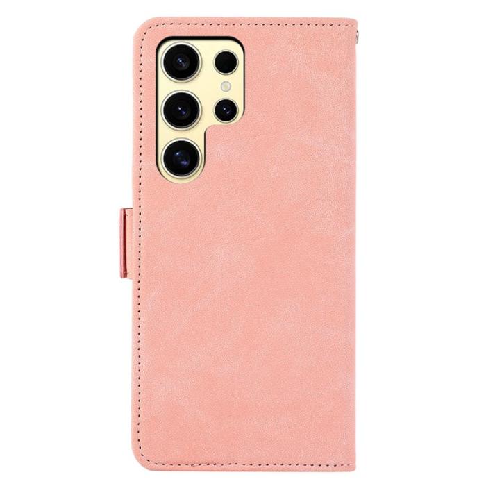 ABEEL - ABEEL Samsung Galaxy S22 Ultra Fodral PU Läder Skydd Pink