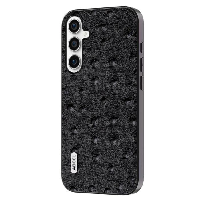 ABEEL - ABEEL Samsung Galaxy S23 FE Fodral Äkta Läder Ostrich Svart