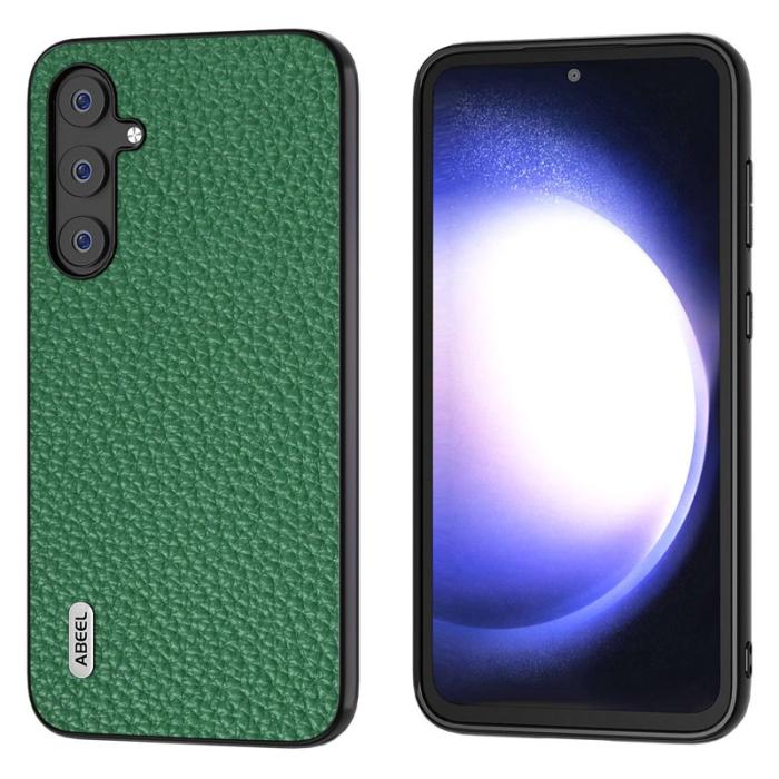 ABEEL - ABEEL Samsung Galaxy S23 FE Fodral Litchi Textur Grön
