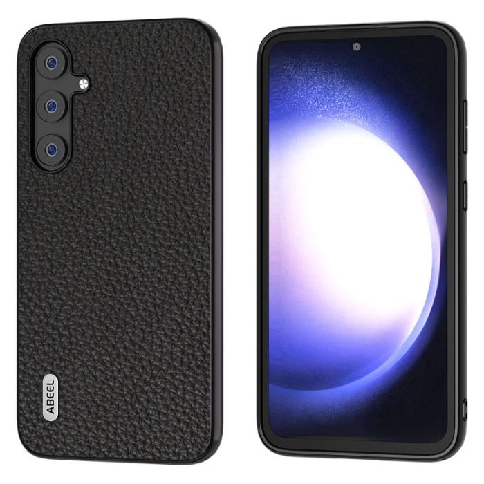 ABEEL - ABEEL Samsung Galaxy S23 FE Fodral Litchi Textur Svart