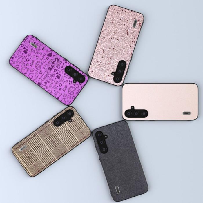 ABEEL - ABEEL Samsung Galaxy S23 FE Glitter Skal Anti-repor PU Läder Rosa