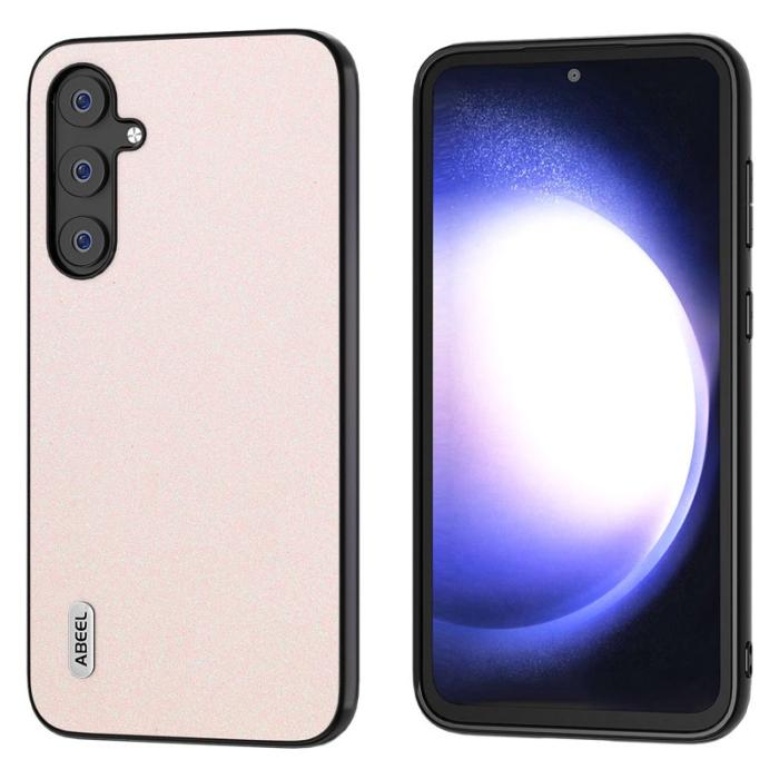 ABEEL - ABEEL Samsung Galaxy S23 FE Skal Glitter Vit PU Läder TPU+PC