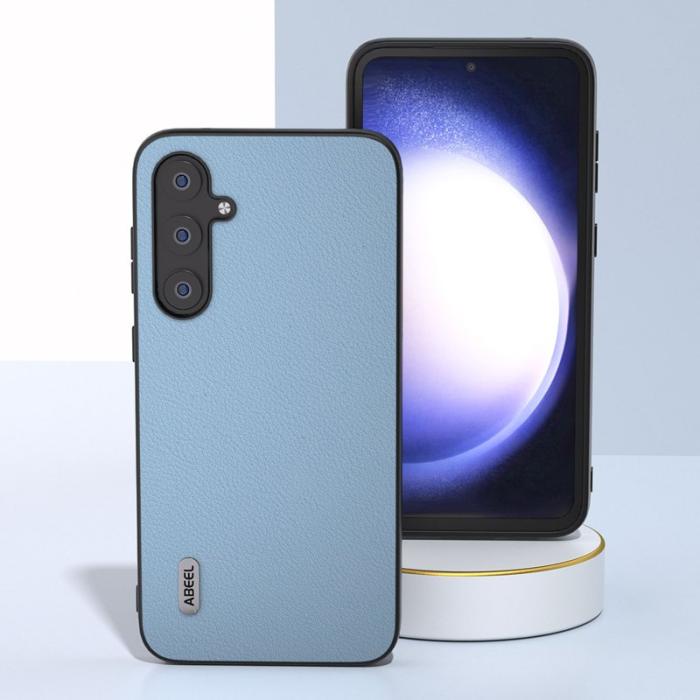 ABEEL - ABEEL Samsung Galaxy S23 FE Skal i äkta läder och TPU - Blå
