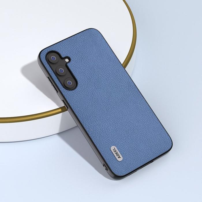 ABEEL - ABEEL Samsung Galaxy S23 FE Skal i Fin Litchi Textur - Blå