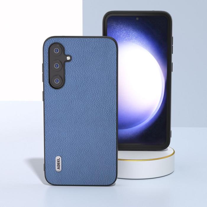 ABEEL - ABEEL Samsung Galaxy S23 FE Skal i Fin Litchi Textur - Blå