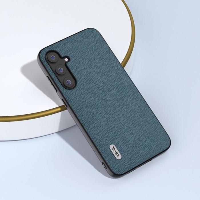 ABEEL - ABEEL Samsung Galaxy S23 FE Skal i Fin Litchi Textur - Grön