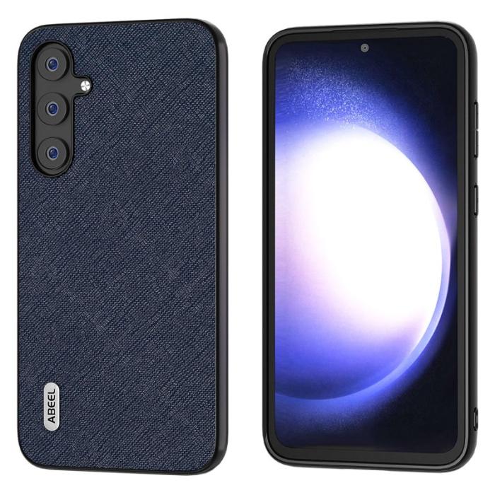 ABEEL - ABEEL Samsung Galaxy S23 FE Skal i Korsmönstrad Läder - Blå
