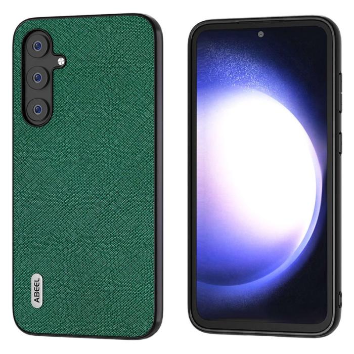 ABEEL - ABEEL Samsung Galaxy S23 FE Skal i Korsmönstrad Läder - Grön
