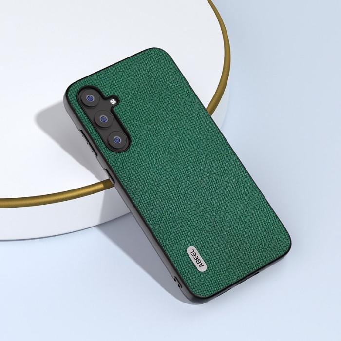 ABEEL - ABEEL Samsung Galaxy S23 FE Skal i Korsmönstrad Läder - Grön