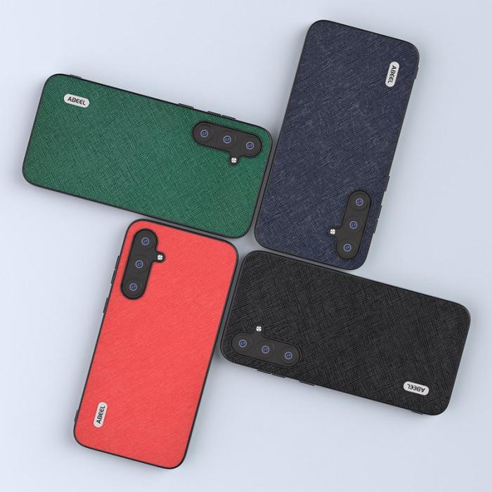 ABEEL - ABEEL Samsung Galaxy S23 FE Skal i Korsmönstrad Läder - Grön