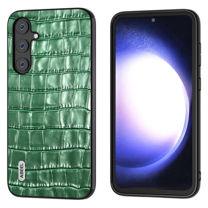ABEEL - ABEEL Samsung Galaxy S23 FE Skal i Läder Krokodil Grön
