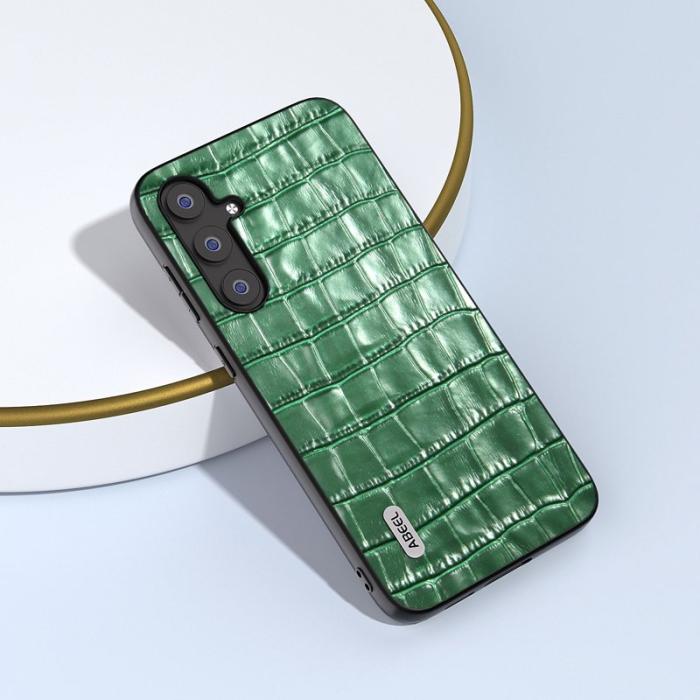 ABEEL - ABEEL Samsung Galaxy S23 FE Skal i Läder Krokodil Grön