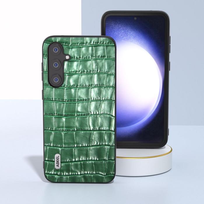 ABEEL - ABEEL Samsung Galaxy S23 FE Skal i Läder Krokodil Grön