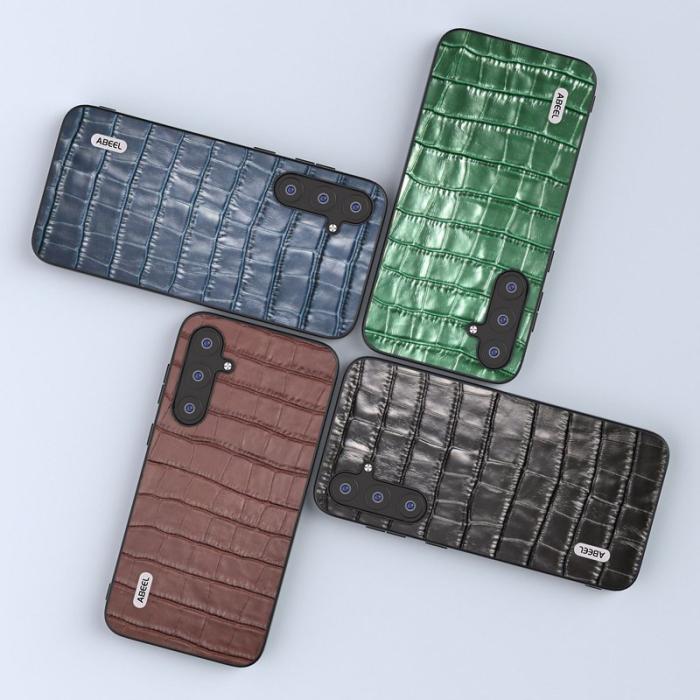 ABEEL - ABEEL Samsung Galaxy S23 FE Skal i Läder Krokodil Grön