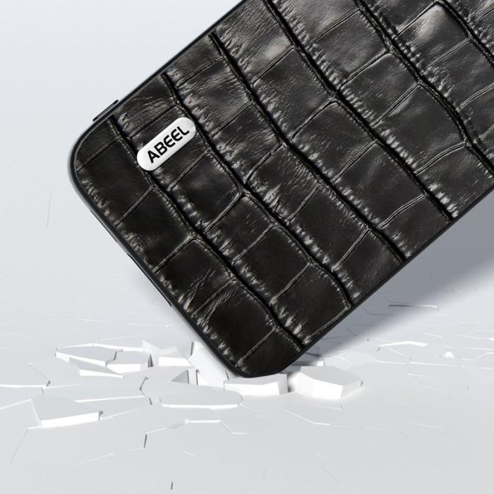 ABEEL - ABEEL Samsung Galaxy S23 FE Skal i Läder Krokodiltextur Svart